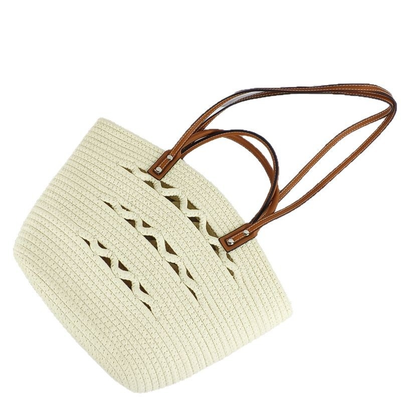 Torba od pletene pamukaste užadi, velika zapremina, minimalistički rez, ženska torba za rame, plažni stil