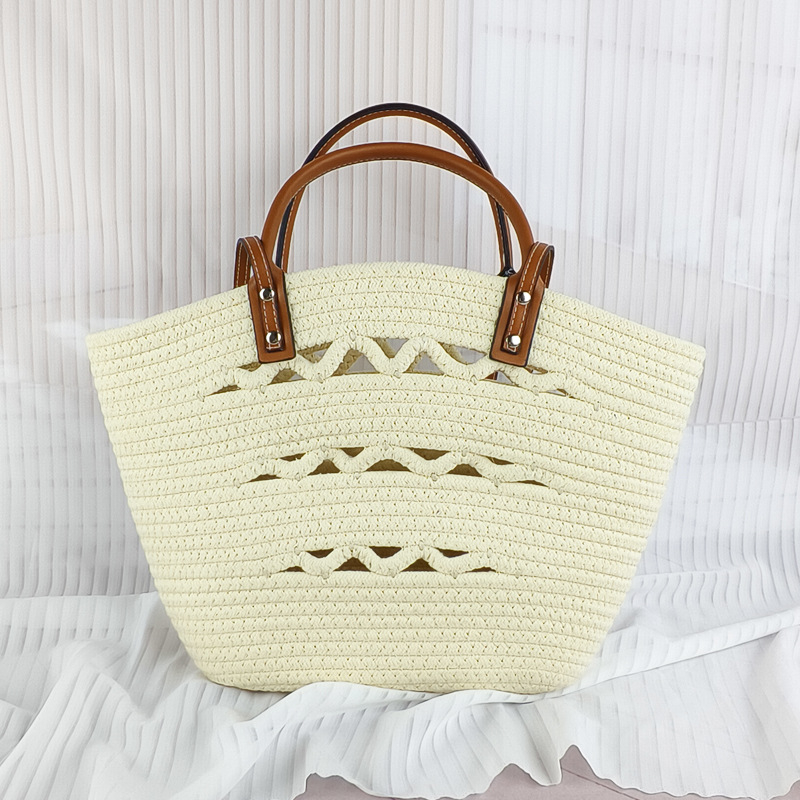 Torba od pletene pamukaste užadi, velika zapremina, minimalistički rez, ženska torba za rame, plažni stil