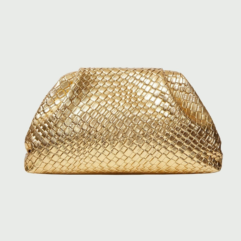 PU kožna clutch torba s metalnim okvirom, pleteni uzorak oblaka, velik kapacitet, crossbody torba za žene