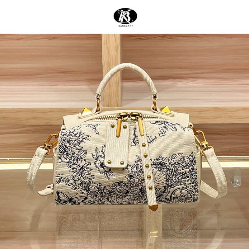 Banevanf Princess izvezena torba-jastuk od prave kože, mala crossbody torba za ramena/krst, ulična moda, jesen 2025