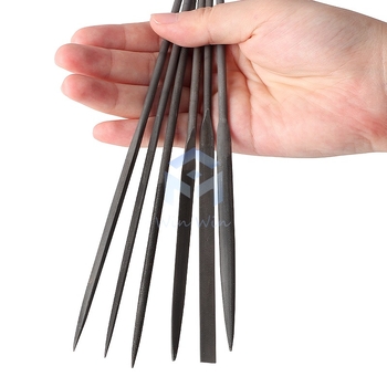 Set de fișiere pentru modelarea bijuteriilor: fișiere triunghiale, semicerc, frunză de bambus și fișiere plate, lungime 200/140 mm, unelte de polisare marca Pigeon.