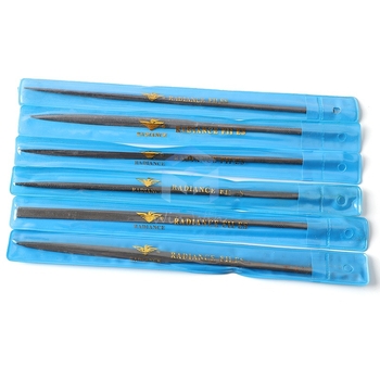 Set de fișiere pentru modelarea bijuteriilor: fișiere triunghiale, semicerc, frunză de bambus și fișiere plate, lungime 200/140 mm, unelte de polisare marca Pigeon.