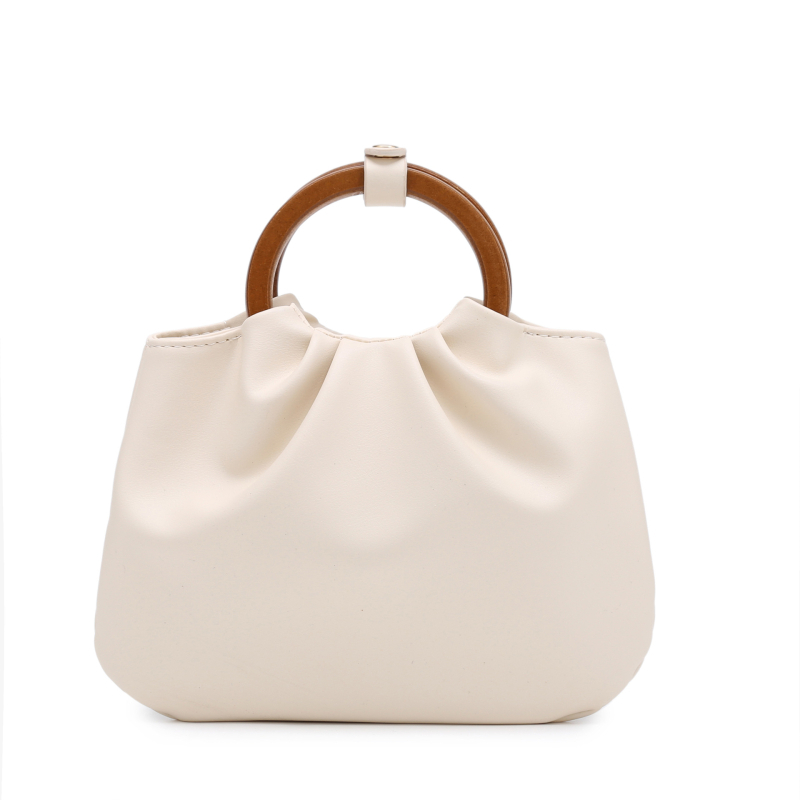 Elegantna retro torba s drvenom drškom, plisirani dizajn oblaka, ženska mala torba preko ramena
