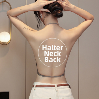 Halter krk podprsenka pre malé poprsie, s vypchávkami, nastaviteľnými ramienkami, bez chrbta, sexi dizajn