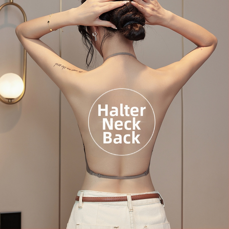 Halter krk podprsenka pre malé poprsie, s vypchávkami, nastaviteľnými ramienkami, bez chrbta, sexi dizajn