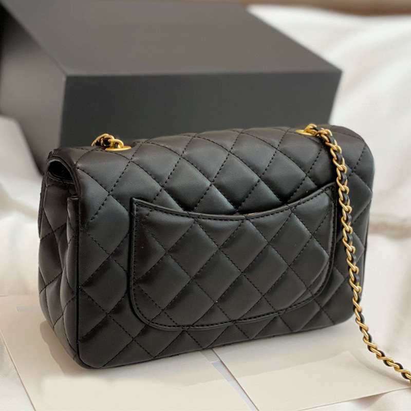 Mini torbica od prave ovčje kože, dijamantno šivanje, lančani remen za rame ili crossbody