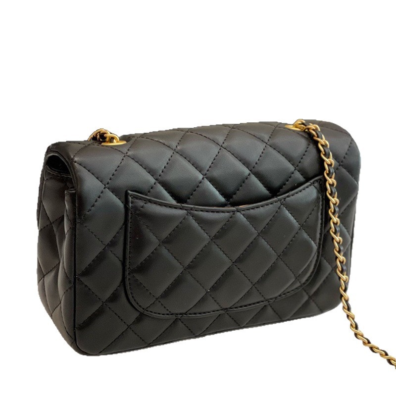 Mini torbica od prave ovčje kože, dijamantno šivanje, lančani remen za rame ili crossbody
