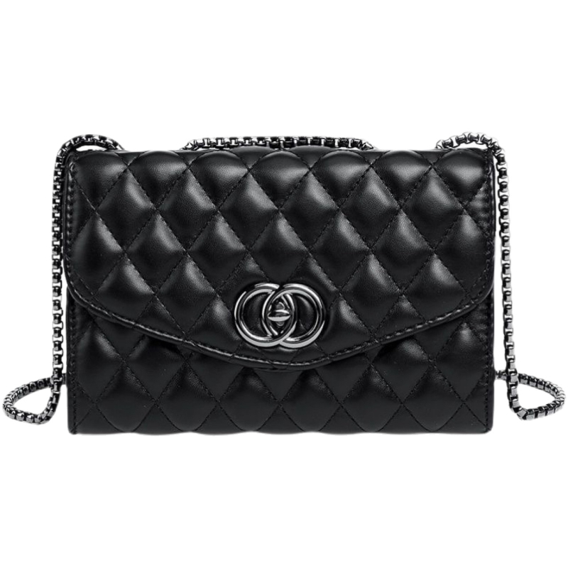 Ženska crossbody torba s lancem, dijamantno šev, PU koža, srednje veličine