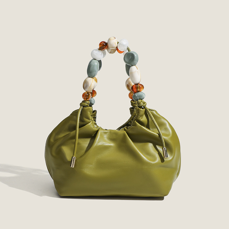 Ženska torba tipa kanta, 2026 novi model, teksturirani biserni lanac, dizajn inspiriran oblakom, minimalistički stil, preko ramena ili crossbody s jednim remenom