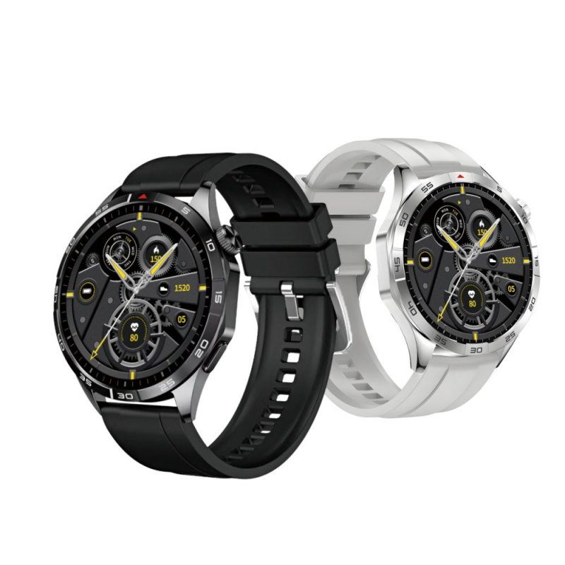GT5 Pro pametni sat s Alipay NFC, Bluetooth pozivi, 28 mm kružni brojčanik, anodizirano aluminijsko kućište, silikon kaiš, 7–14 dana baterije, dnevna vodootpornost, mjerenje otkucaja srca, krvni tlak, zasićenost kisikom, praćenje sna, broj otkucaja, daljin