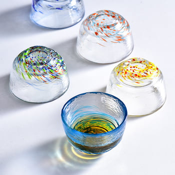 Pahar din sticlă pentru vin de fructe, pahar mic colorat pentru sake/soju, pahar de ceai din sticlă colorată