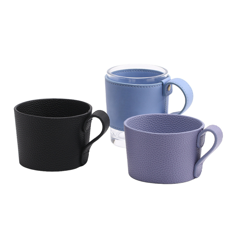 Pahare din sticlă, termos pentru ceai cu lapte și cafea; poate fi purtat pe umăr sau în mână; husă portabilă din piele PU cu design creativ