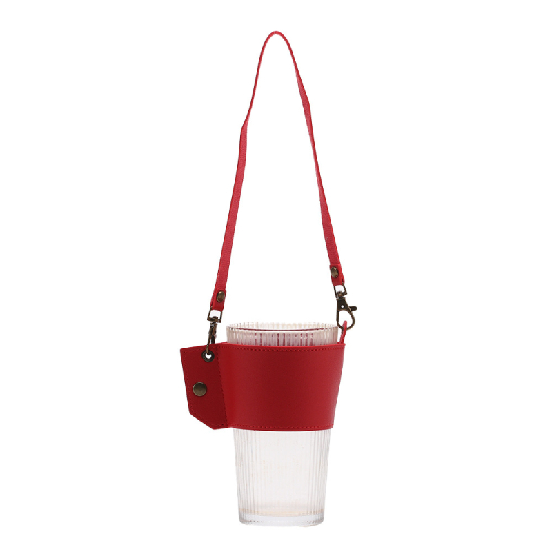 Pahare din sticlă, termos pentru ceai cu lapte și cafea; poate fi purtat pe umăr sau în mână; husă portabilă din piele PU cu design creativ