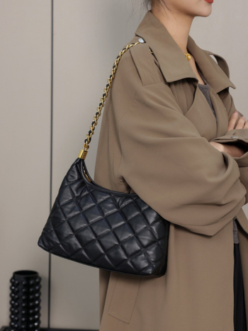 Ženska torba od prvog sloja kože bivola s dijamantnim šivom, prava koža, proljeće-ljeto 2024, elegantna torba za ramena i crossbody