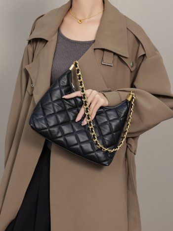 Ženska torba od prvog sloja kože bivola s dijamantnim šivom, prava koža, proljeće-ljeto 2024, elegantna torba za ramena i crossbody