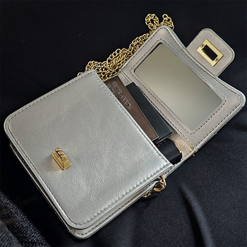 Ženska mini crossbody torba s dijamantnim uzorkom, kopča od lančića, korejski stil, kompaktna kozmetička torbica