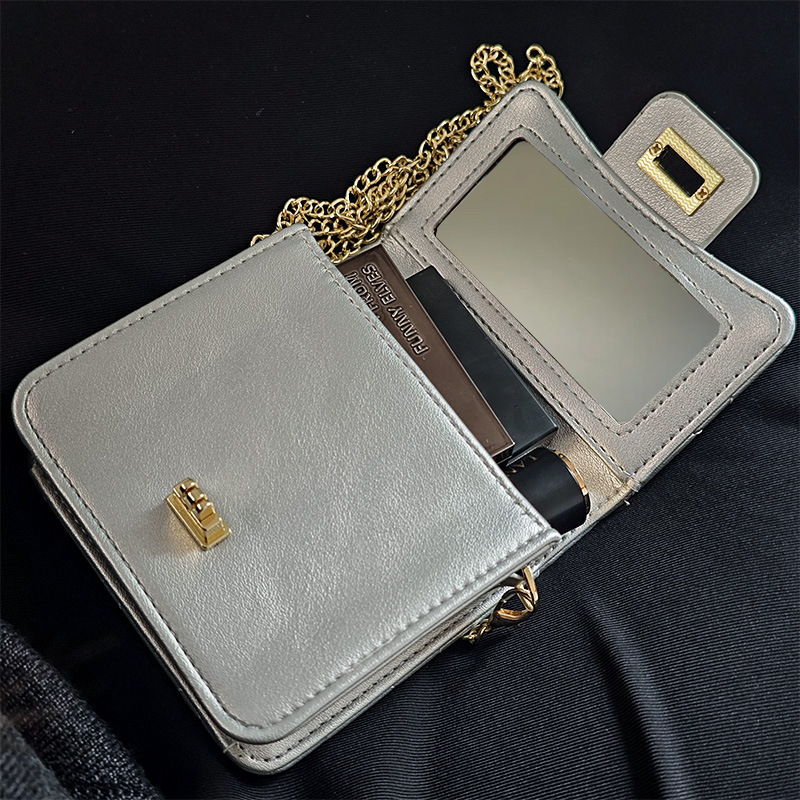 Ženska mini crossbody torba s dijamantnim uzorkom, kopča od lančića, korejski stil, kompaktna kozmetička torbica