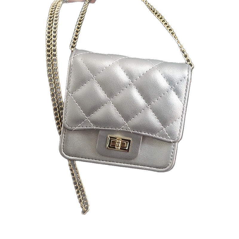 Ženska mini crossbody torba s dijamantnim uzorkom, kopča od lančića, korejski stil, kompaktna kozmetička torbica