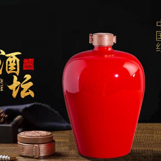 Vas ceramic pentru vin Jingdezhen, în stilul trendului național, 5 L, roșu, recipient gol pentru băuturi