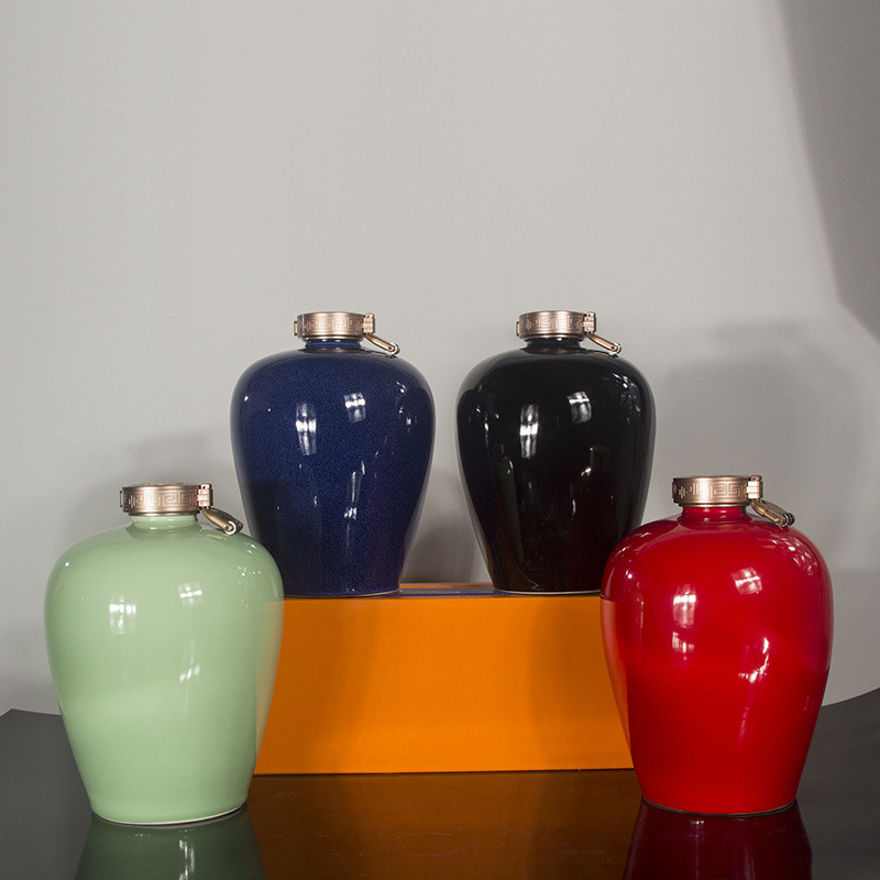 Vas ceramic pentru vin Jingdezhen, în stilul trendului național, 5 L, roșu, recipient gol pentru băuturi