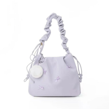 Bucket torba s mašnicom, plisirana naramenica, dizajn oblaka, baletni nadahnuće, svestrana crossbody torba na jedno rame