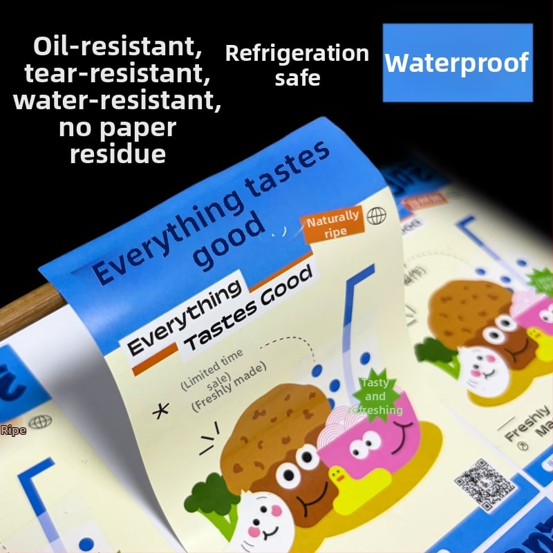 Etichete autocolante transparente din PVC pentru brand alimentar personalizat, cu logo imprimat
