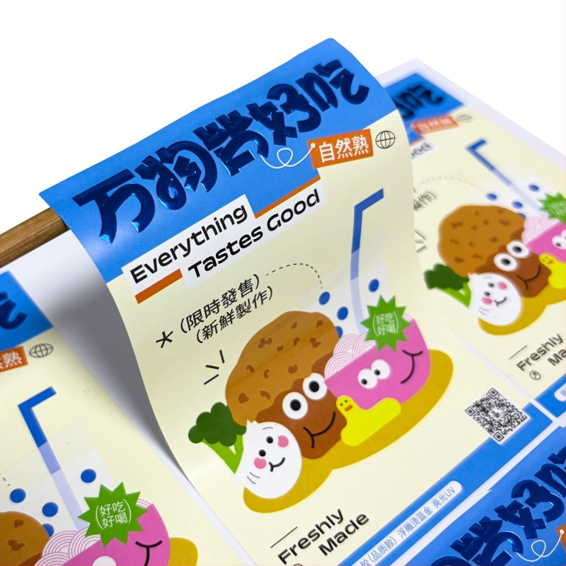 Etichete autocolante transparente din PVC pentru brand alimentar personalizat, cu logo imprimat
