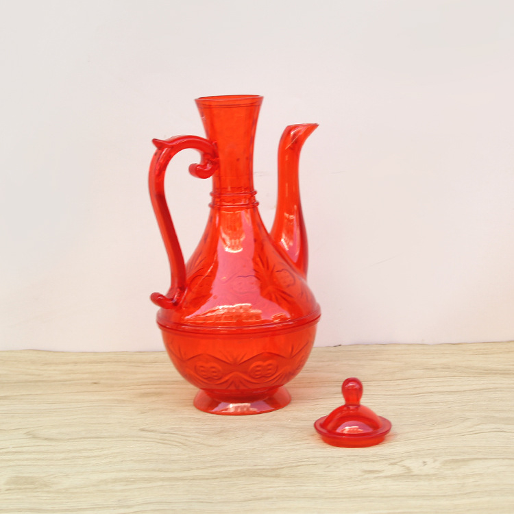 Set de vin din plastic roșu pentru toasturi la nuntă și decorarea altarului