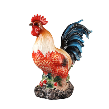 Figurină ceramică cu cocoș și sticlă de vin — decor pentru casă, noroc și prosperitate, accesoriu decorativ creativ pentru vin.