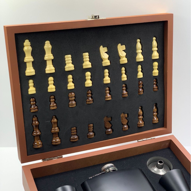 Flask portabil din oțel inoxidabil 304, set cadou din piele — mini sticlă de vin metalică, include pâlnie și pahar de vin