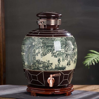 Borcan ceramic Jingdezhen pentru vin, sigilat, în stil Qingming, pentru uz casnic