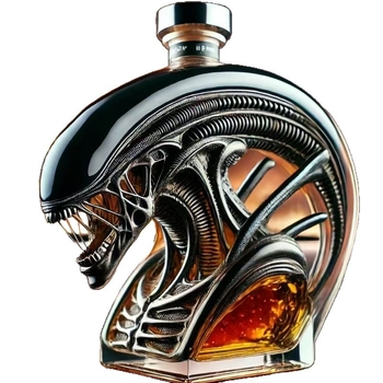 Decantor de whisky în formă de extraterestru, sticlă borosilicată, 301–400 ml, stil modern minimalist, Huide