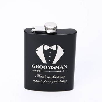 Flacon de vin din oțel inoxidabil negru, portabil, 8 oz, stil retro