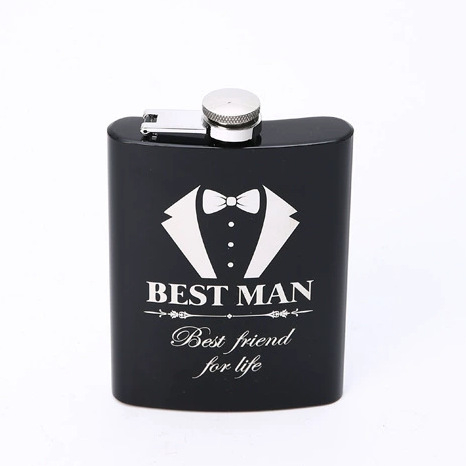 Flacon de vin din oțel inoxidabil negru, portabil, 8 oz, stil retro