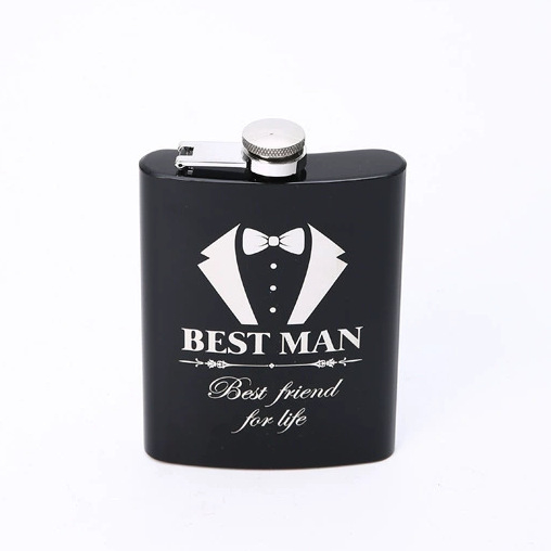 Flacon de vin din oțel inoxidabil negru, portabil, 8 oz, stil retro