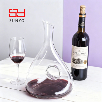 Decantor artizanal, cu gură înclinată, din sticlă cristal fără plumb, lux discret pentru vin roșu