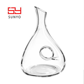Decantor artizanal, cu gură înclinată, din sticlă cristal fără plumb, lux discret pentru vin roșu