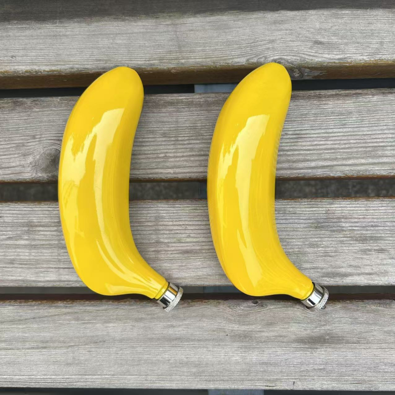 Oțel inoxidabil 304, calitate alimentară, sticlă mică de vin în formă de banană, portabilă