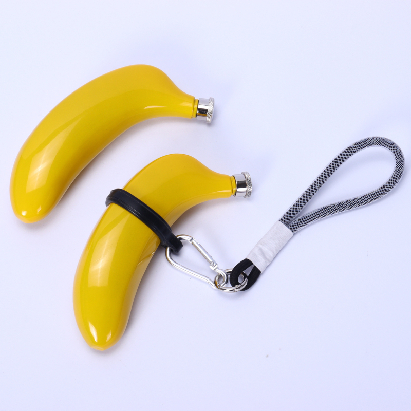 Oțel inoxidabil 304, calitate alimentară, sticlă mică de vin în formă de banană, portabilă