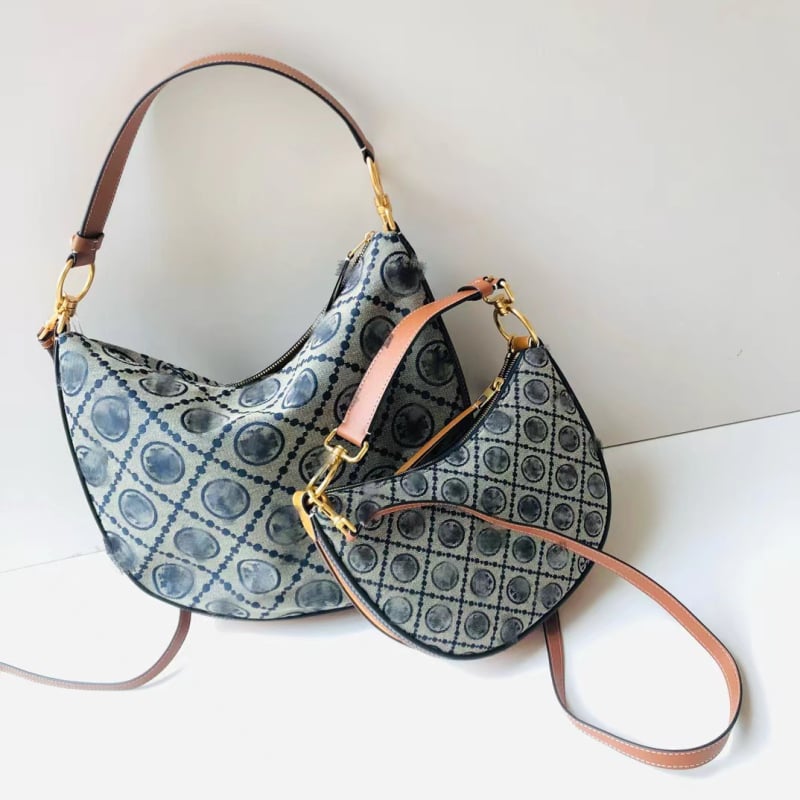 Nova ženska torbica s oblikom polumjeseca, TB monogram, žakard platno, velika kapaciteta, za rame i crossbody