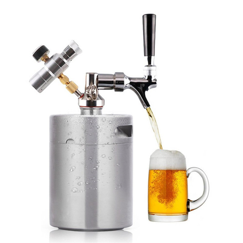 5L butoi din oțel inoxidabil pentru bere – mini butoi dispenser pentru bar de birou, sistem de turnare a berii artizanale