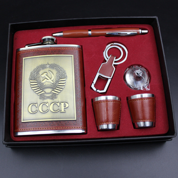 Set cadou cu flacon de buzunar de 8 oz, pahar de vin și pâlnie