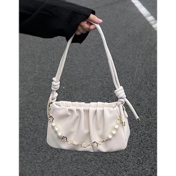 Mala plisirana torbica s dizajnom oblaka, lanac od perli za rame i crossbody nošenje za žene