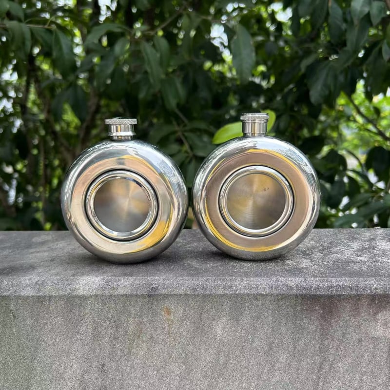 Recipient din oțel inoxidabil 304, 5oz, portabil, rotund, semi-transparent pentru vin
