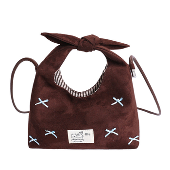 Mala ženska velur torbica s mašnicom – crossbody za svakodnevno nošenje