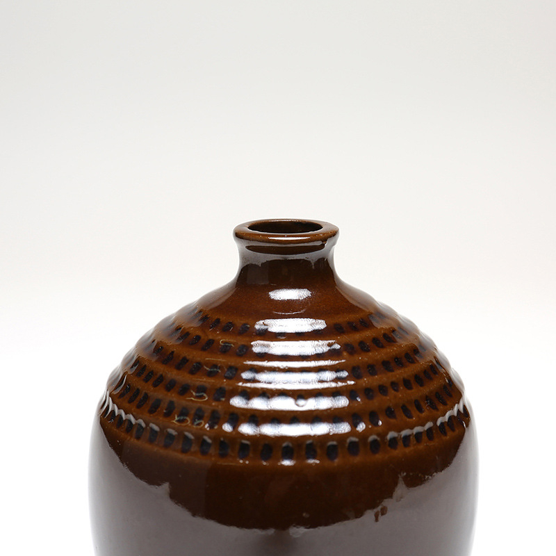 Mini sticlă ceramică pentru vin, ceramică din lut, borcan de vin pentru uz casnic, pentru vin alb și vin de orez, borcan retro pentru vin și ustensile