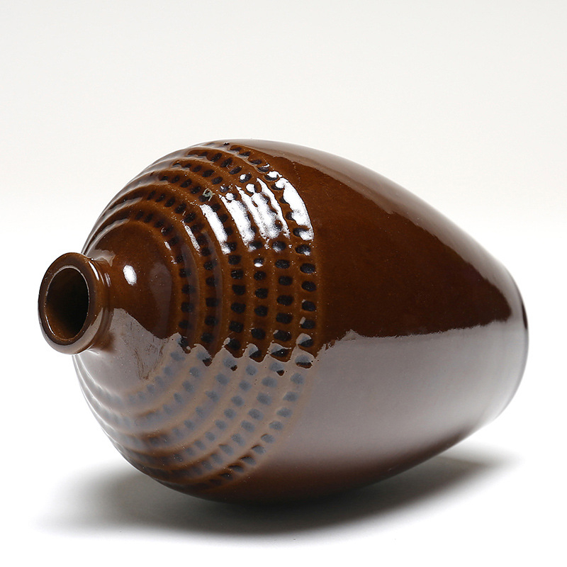 Mini sticlă ceramică pentru vin, ceramică din lut, borcan de vin pentru uz casnic, pentru vin alb și vin de orez, borcan retro pentru vin și ustensile