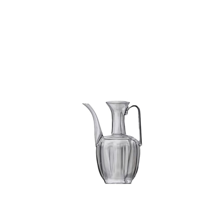Ceainic din sticlă borosilicată, cu model de pepene, inspirat din stil antic, potrivit pentru încălzire pe plita ceramică electrică, lucrat manual