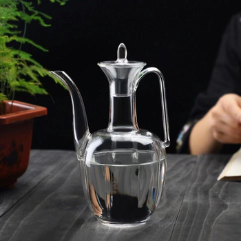 Ceainic din sticlă cu cioc lung, sticlă borosilikat de înaltă calitate, transparent, inspirat din dinastia Song, pentru ceai verde