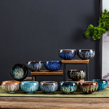 Ceșcă de ceai din ceramică în stil Jianzhan, glazură periată, set Gong Fu ceai, mică ceașcă de maestru